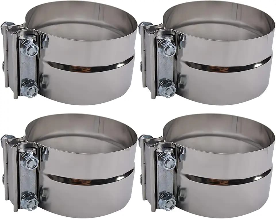 5 inch Exhaust Clamp, 304 Stainless Steel Lap Joint Band Clamps - 4 Pack