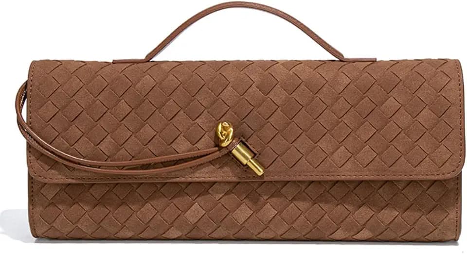 Suede Woven Evening Clutch Purses Women Crossbody Shoulder Hobo Handbag