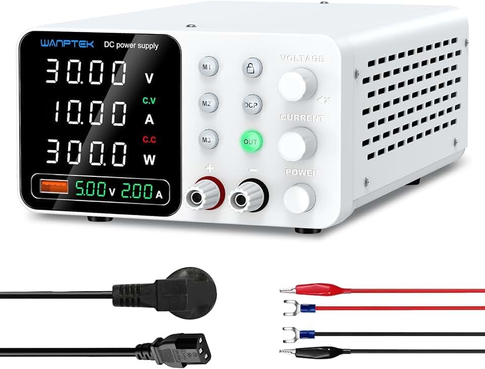 Labornetzteil 30V 10A Regelbar, Labornetzgerät mit 3 Speicher, OCP-Schutz,USB Schnellladung, 4-Digit LED Display & Sperrfunktion - Labor Netzgerät für Elektronikreparatur & Labortests