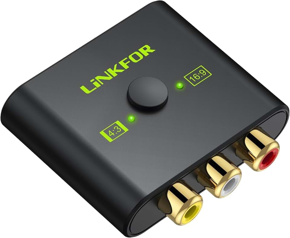 LiNKFOR Cinch auf HDMI Konverter, 4:3/16:9 AV zu HDMI Adapter, 1080P Composite CVBS AV zu Video Audio Konverter Adapter für Wii/PS1/PS2/N64/Xbox/DVD/VCR, Unterstützt PAL/NTSC
