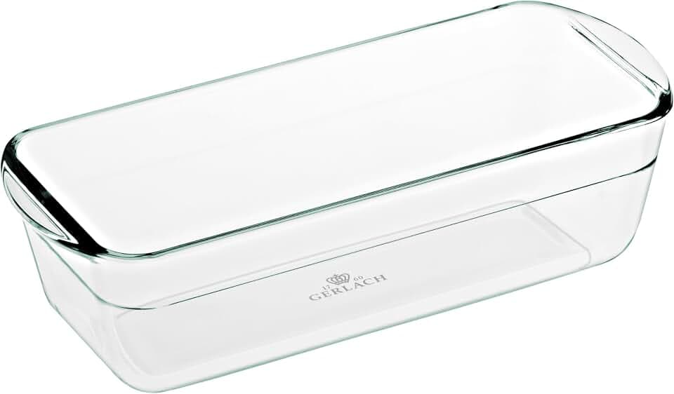 Gerlach 1760 Kastenform 1,5 l Aus Hitzebeständigem Glas Borosilikatglas Kuchenform Brotbackform Auflaufform Backform Rechteckig 25 x 11 cm Für Backofen Gefrierfach Flow