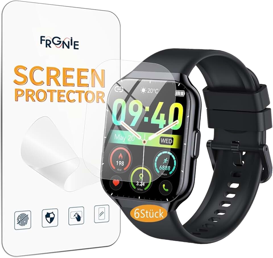 Schutzfolie Kompatibel für Motast, Jugeman P99 Smartwatch 1,96" (6 Stück) Flexibel TPU Kompatibel für HOIFA P98 Smartwatch 1.96, Hülle Blasenfreie Displayschutzfolie