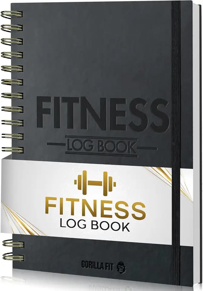 Gym Workout Journal (A5) - Hardback Leather PU Workout Tracker (128 Workouts) - Set Goals & Track Progress | Premium Fitness Journal & Log Book by Gorilla Fit