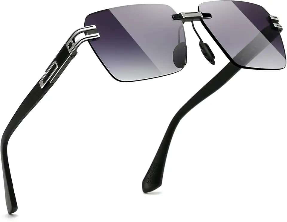 SUNGAIT Rimless Rectangle Sunglasses Square Frameless Shades for Men Women Y2K Vintage UV Protection