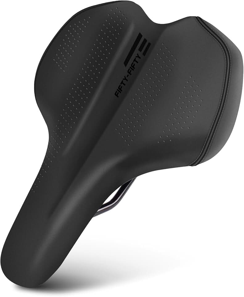 FIFTY-FIFTY MTB Sattel, Weicher Wasserdichter Memory Foam Fahrradsattel | Weich und bequem, kein Taubheitsgefühl, gute Dämpfung bequemer Fahrradsattel für Frauen, kompatibel mit MTB, Rennrad