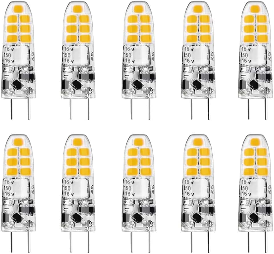 G4 Led Glühbirne, Warmweiß 2700K, Lampe 3W Entspricht 30W Halogenlampen, 300LM, AC/DC 12V, Nicht Dimmbar, Kein Flimmern, 10er Pack