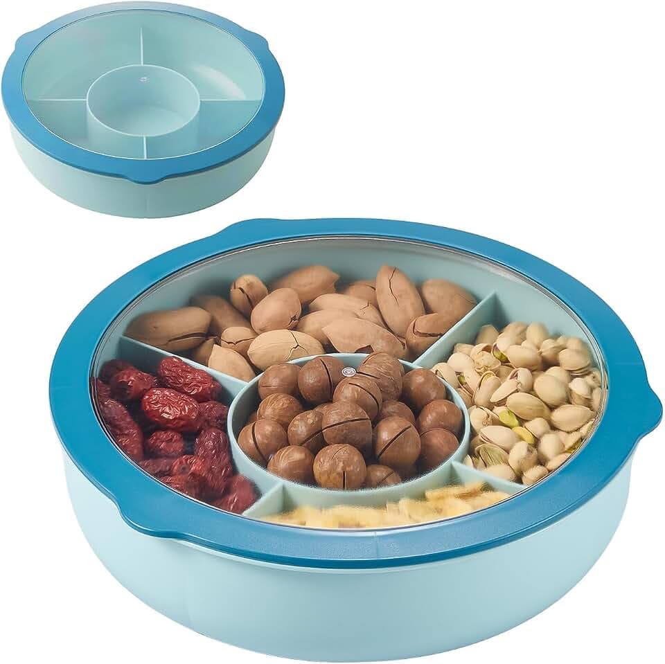 HAYAN Snack Schalen Dish süßigkeiten box mit Deckel 28,6 × 8 cm (Kristallblau)