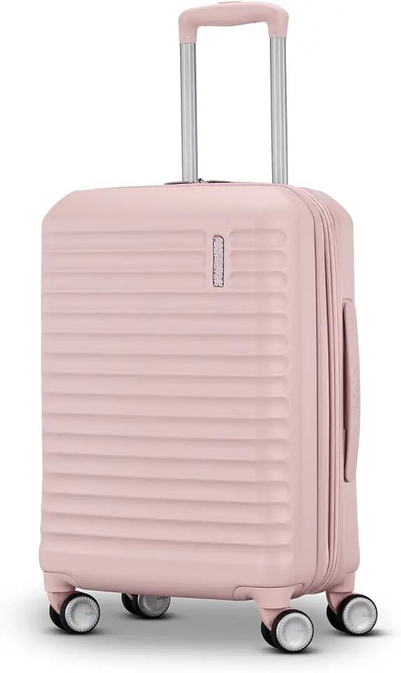 American Tourister Stratum 3.0 Carry-On Spinner, Airline Approved, Durable Hardside Luggage, Expands 1.5", RightHeight™ Adjustable Handle, Pink Blush