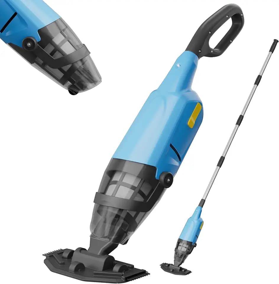 Poolsauger Akku, Pool Bodensauger mit Betriebsdauer bis zu 60-90 Minuten, 160 cm Teleskopstange, Absaugung bis zu 4088 L/h, Ideal für oberirdische Pools/Spas Whirlpool