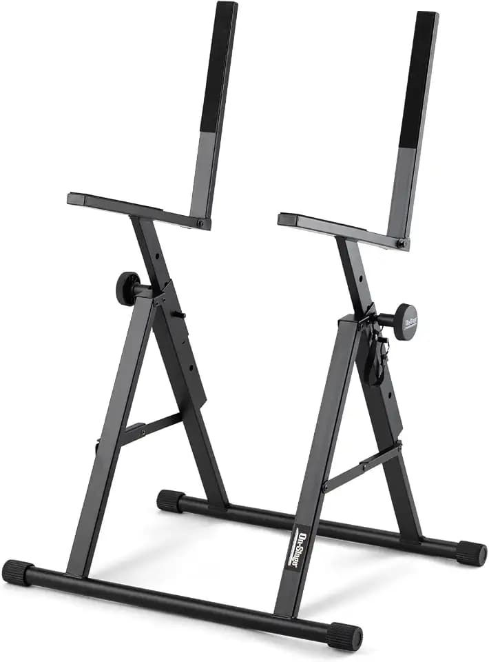 On-Stage RS7000 Tilt-Back Amp Stand (for Angling and Elevating Guitar Combo Amplifiers and Extension Speakers, Steel Construction, Up to 150LBs, Adjustable Height 17–24”, Portable, Folding, Black)
