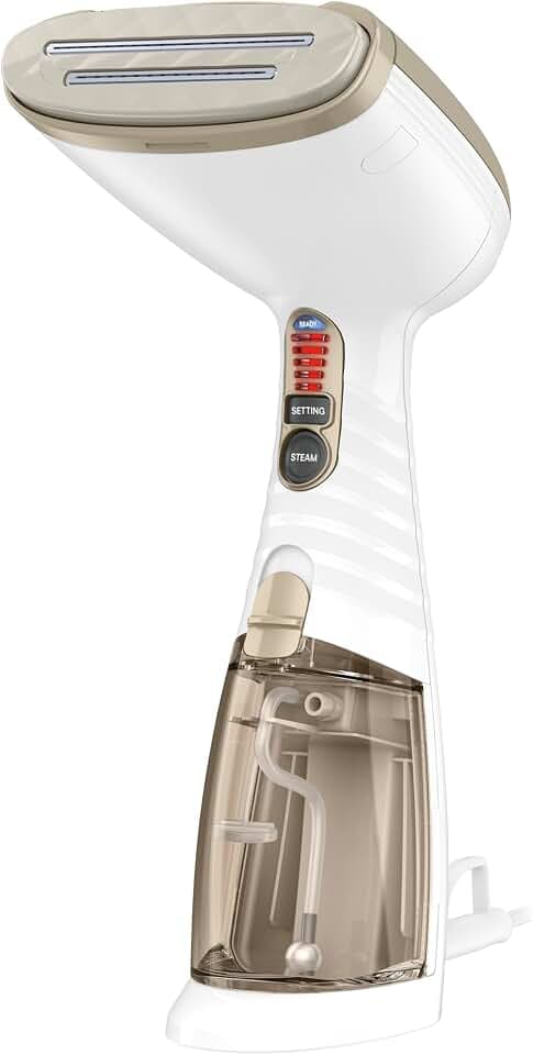 Conair Handheld Garment Steamer for Clothes, Turbo ExtremeSteam 1875W Fabric Steamer, Portable Handheld Design, Strong Penetrating Steam, White/Champagne (Pack of 2)