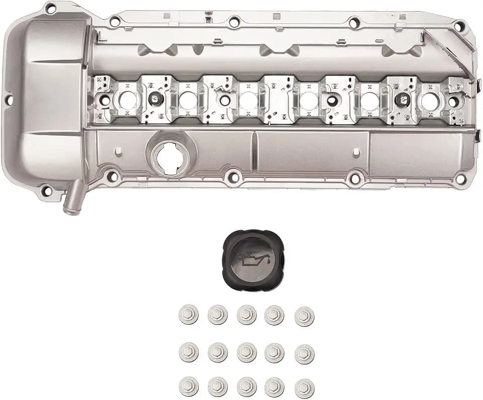 Aluminum Valve Cover Replacement for BMW 323i 323Ci 325i 325Ci 328i 328Ci 330i 330Ci 330Xi 525i 528i 530i X5 Z3 M52 M54 2.5L 2.8L 3.0L (with Gasket & Bolts) 11121432928