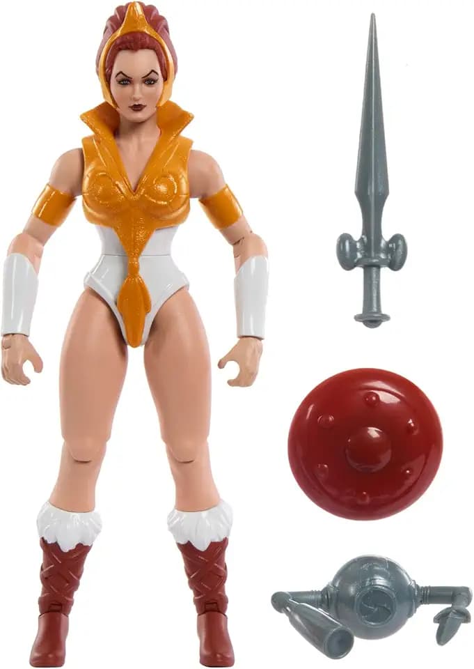 Masters of the Universe Origins Spielzeug, Teela-Actionfigur aus der Cartoon-Kollektion, ca. 14 cm große MOTU-Heldin, Zubehör und Mini-Comic, HYD27