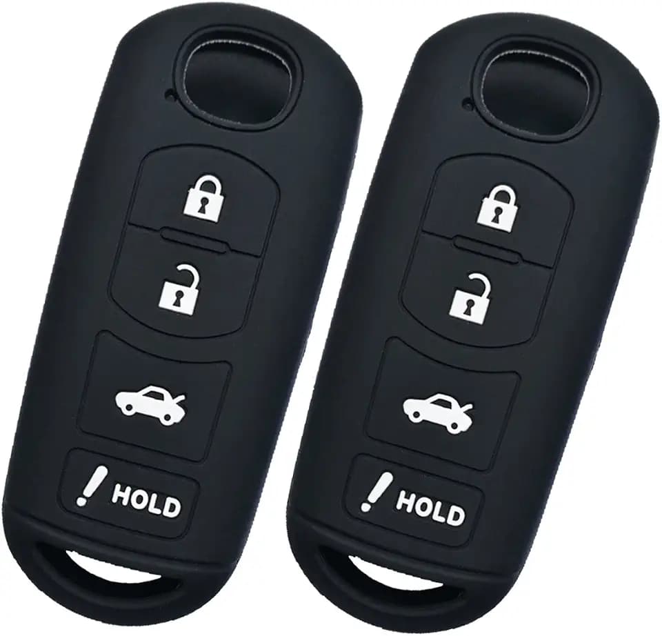 2Pcs Alegender Silicone Smart Key Fob Cover Case Protector Holder for 2017 2018 2019 2020 2021 Mazda CX-5 CX-7 CX-9 MX-5 Miata Mazda 3 6 Key Remote 4 Buttons