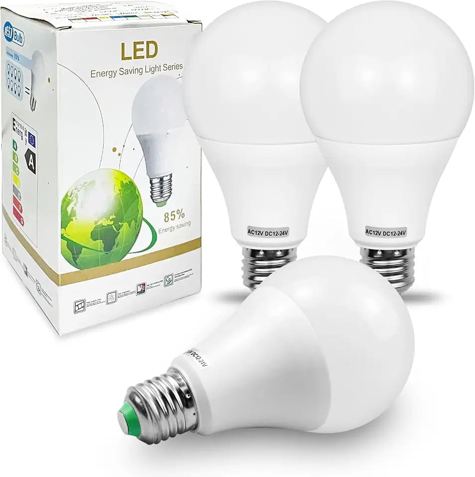 7W E27 LED Glühbirnen Mittlerer Schraubsockel 570 LM 50W 60W 70W 12V Niederspannungslampe für Off-Grid-Solarsystembeleuchtung Marine Boat RV Innenbeleuchtung Wohnmobil Warmweiß 3000K-3er-Pack[MEHRWEG]