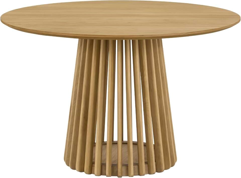 Armen Living Pasadena 47" Wood Round Dining Table in Natural Oak Finish