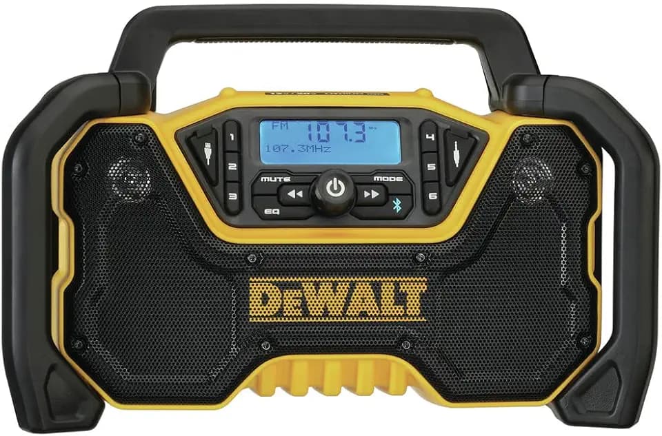 DEWALT 12V/20V MAX Portable Bluetooth Radio, Cordless, 100 ft Range, 3.5” Subwoofers, Jobsite (DCR028B)