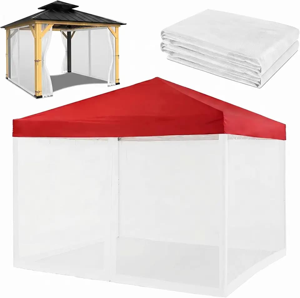 Tappio 10x10 Mosquito Net with Zipper for Patio Camping Gazebo and Canopy Tent, Outdoor Gazebo Replacement Mosquito Netting Tent Screen Wall, Ultra Fine Mesh(Only Net No Frame), White