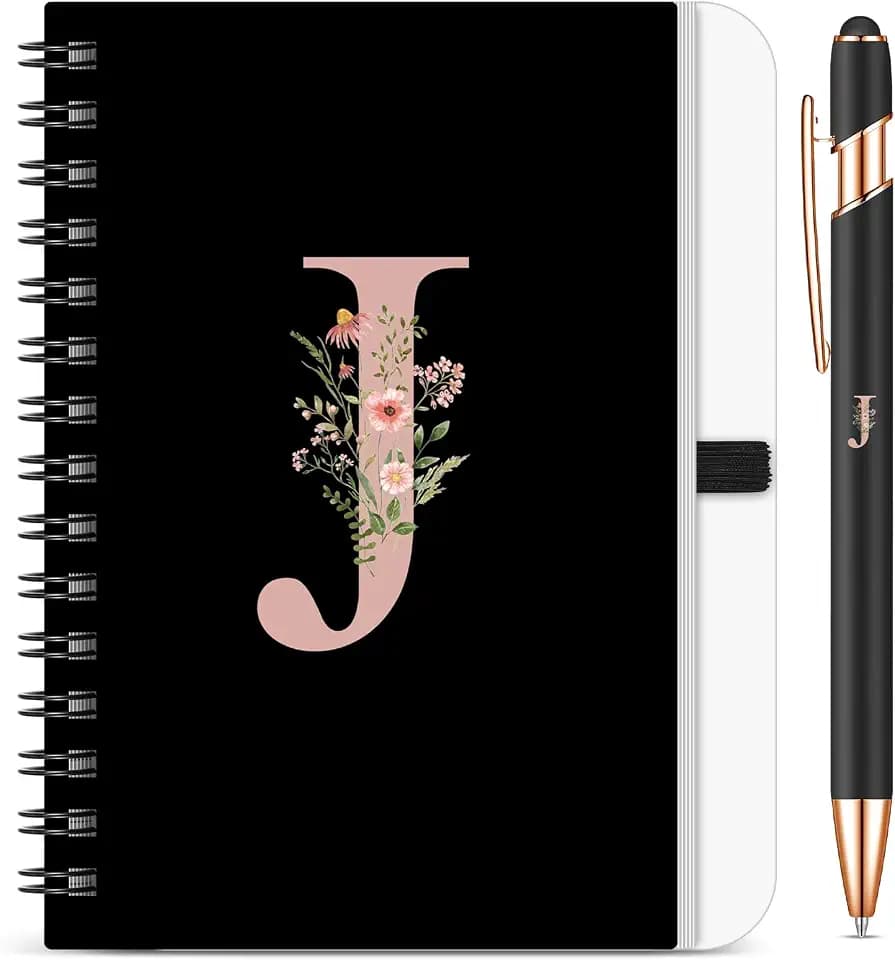 BBTO 2 Stück Personalisiertes B6 Notizbuch mit Initialen, Buchstabe J