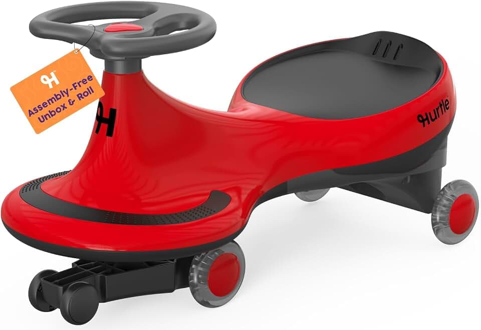 Hurtle Swing Ride On Car, Wiggle Car Toy for Kids, No Pedals, Batteries or Gears, Safe Toddler Ride On Toy with Twist & Go Motion, for Indoor & Outdoor Use, Suitable for Kids Above 3 Years (Red)