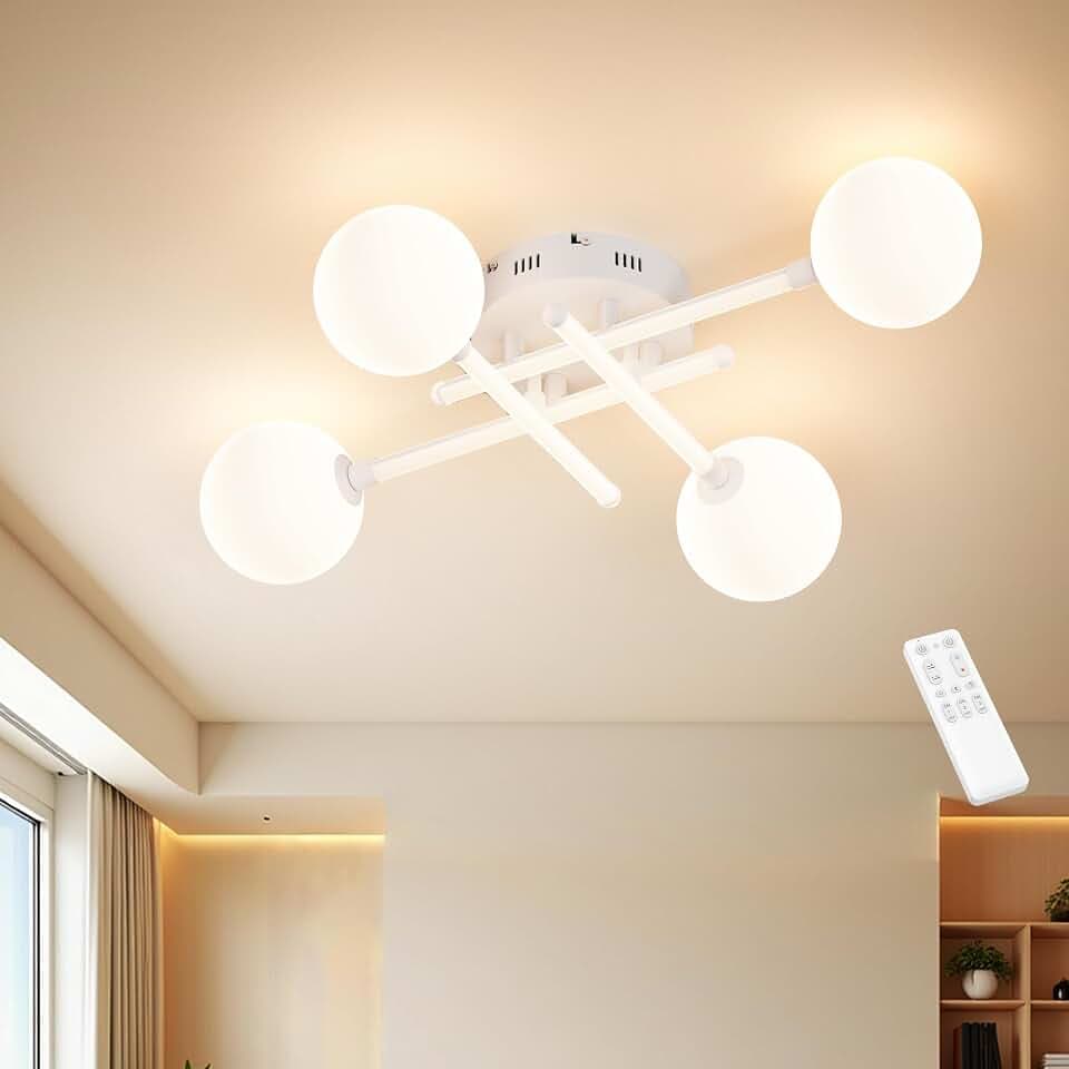 LED Deckenleuchte Dimmbar 3000K-6000K, 4 Flammig LED Deckenlampe Schlafzimmer Wohnzimmerlampe Moderne Lampe decke für Schlafzimmer Wohnzimmer Küchen Restaurant Büro 65 * 46 * 16cm
