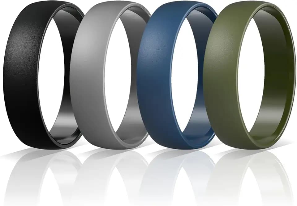 Egnaro Unisex Silicone Wedding Ring for Men & Women 4/5mm Wide 1.65mm Thick