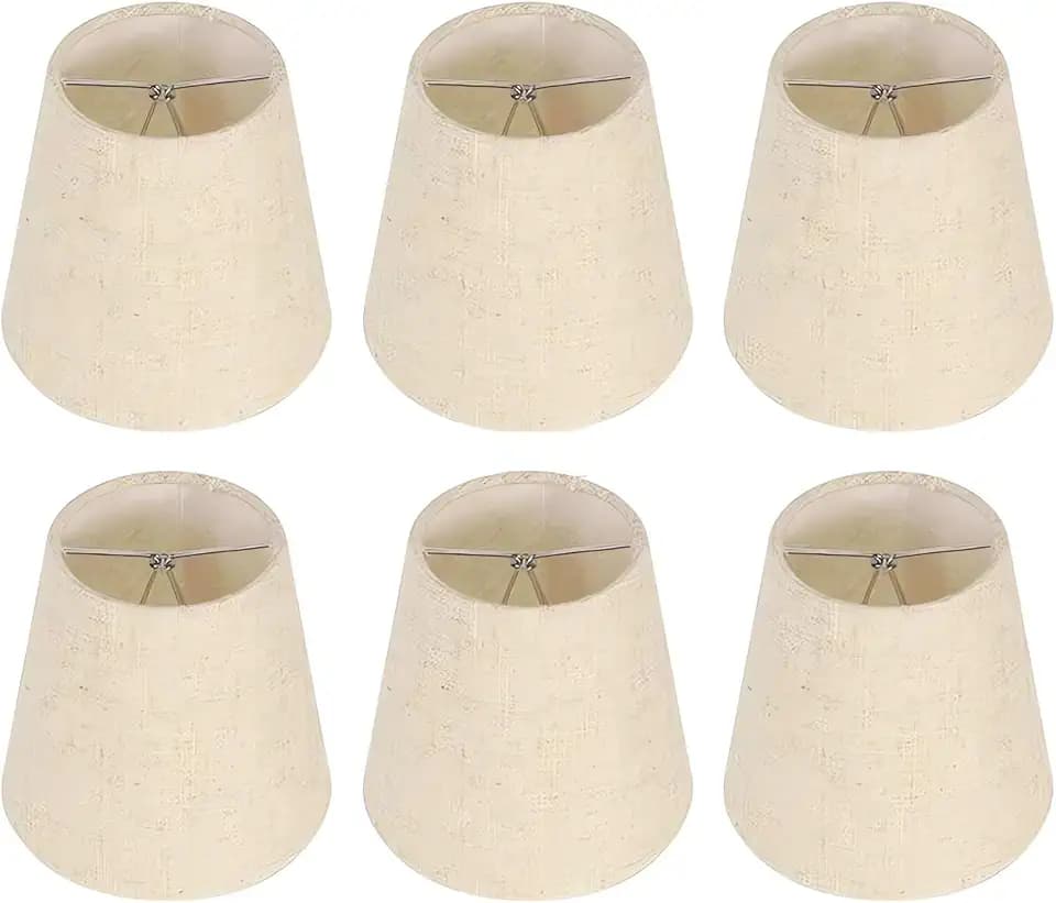 Small Lamp Shades Clip on Bulb, Linen Chandelier Shades Set of 6