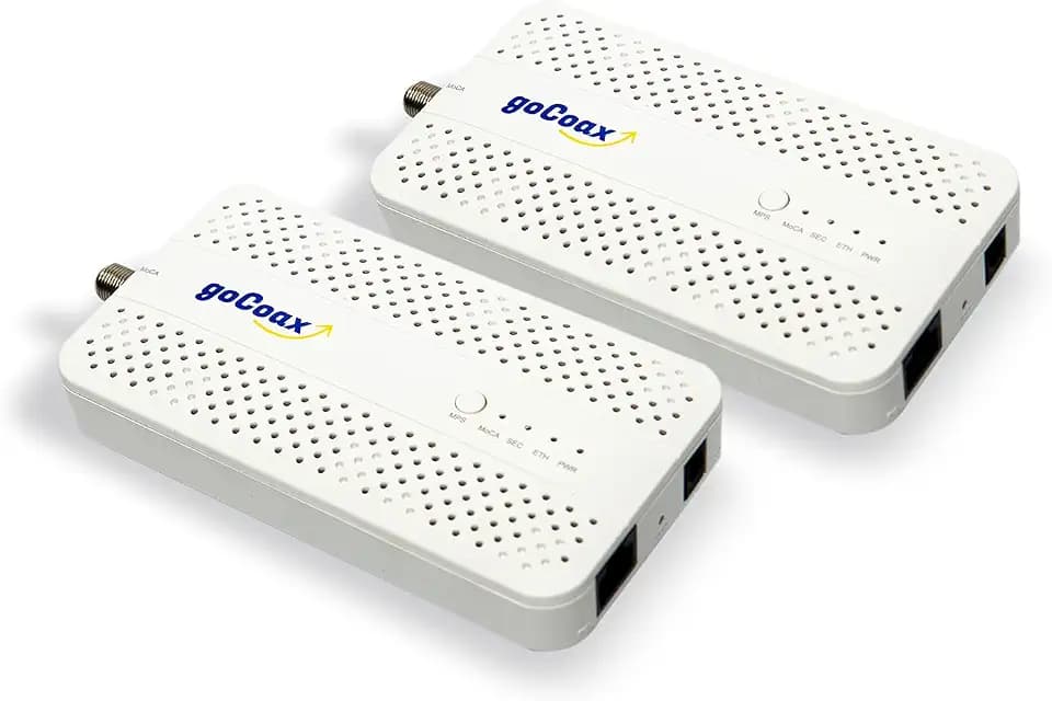 goCoax MoCA 2.5 Adapter (2-Pack) with 2.5GbE Ethernet Port | MA2500D Ethernet Over Coax for Gaming & 4K Streaming | 2.5Gbps, Plug and Play | for Cable Internet Homes - Not for Satellite TV (White)