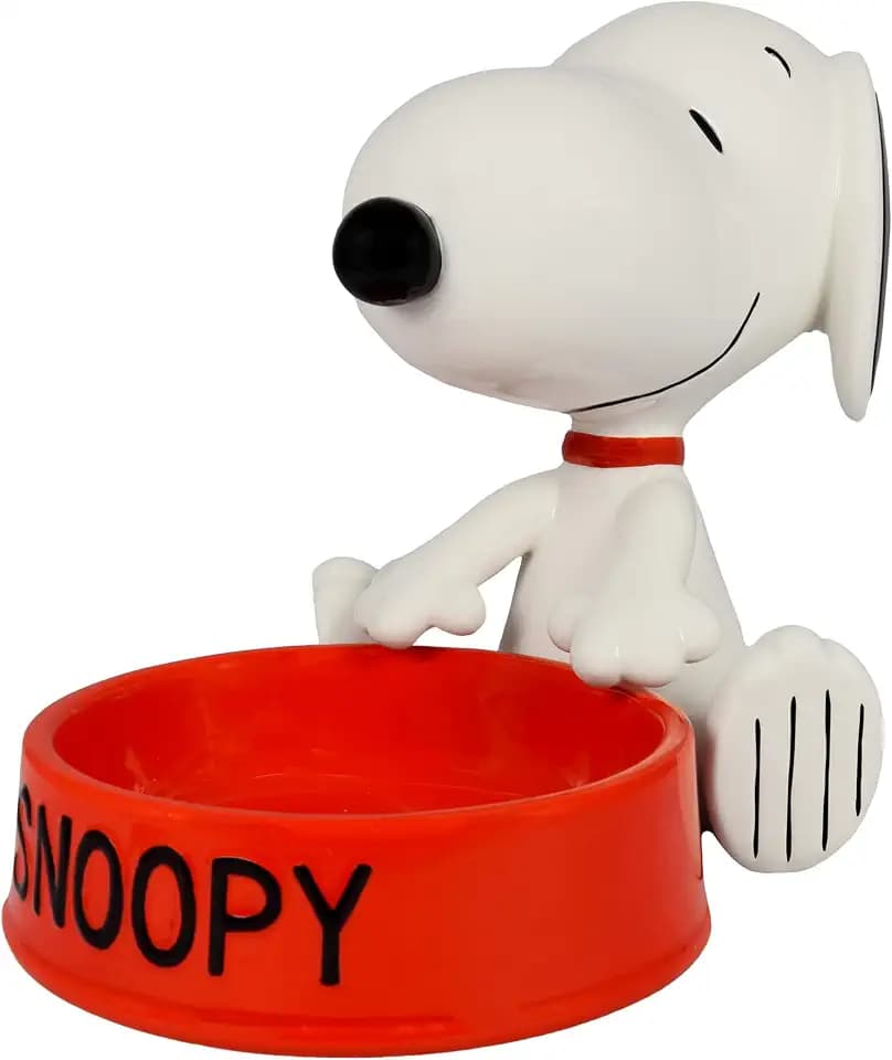 United Labels The Peanuts Snoopy 3D Keramik Snackschale 2tlg.mit abnehmbarer Figur in Geschenkkarton Hundenapf Weiß/Rot