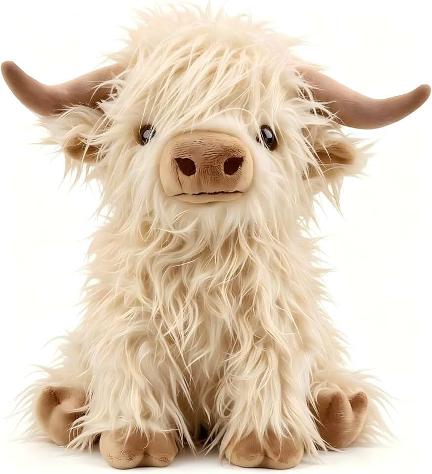 Microwavable Highland Cow Stuffed Animal Weighted Highland Cow Plush 10"