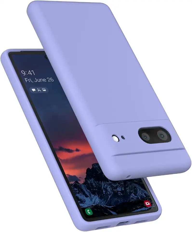 Designed for Pixel 7 Case, Liquid Silicone Gel Rubber Shockproof Case Soft Microfiber Cloth Lining Cushion Compatible with Pixel7 6.3 inch (Purple)