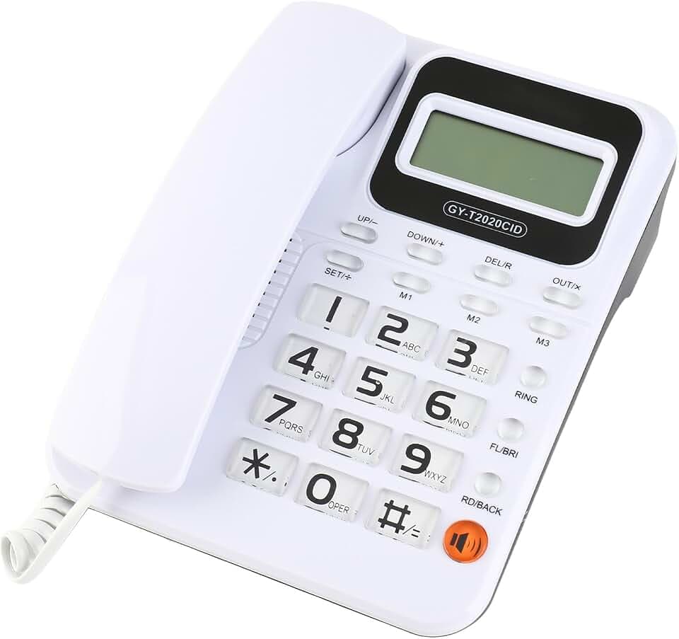 Yosoo Health Gear ABS Landline Phone with Caller ID Calculator, White