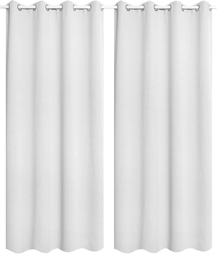 WOLTU Gardinen mit Ösen Vorhänge Leicht 225x140cm Weiß