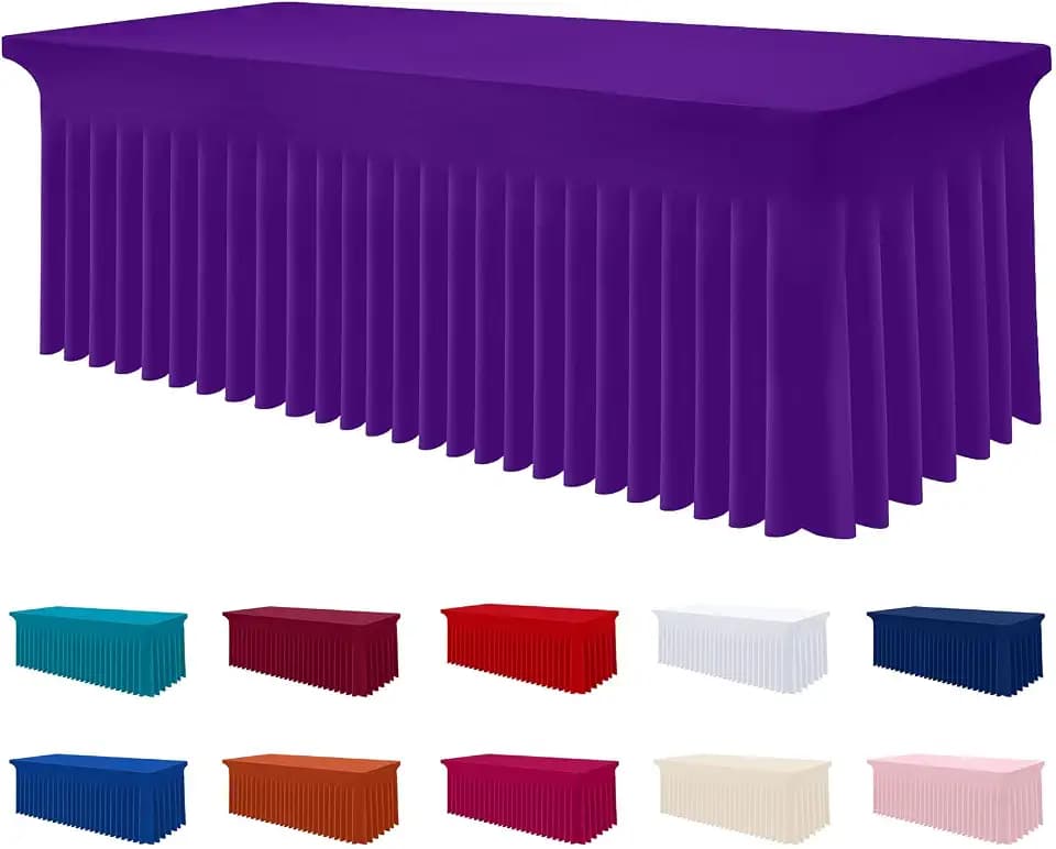 Smiry Spandex Elastic Fitted Table Cloth Skirt for 6FT Rectangle Table