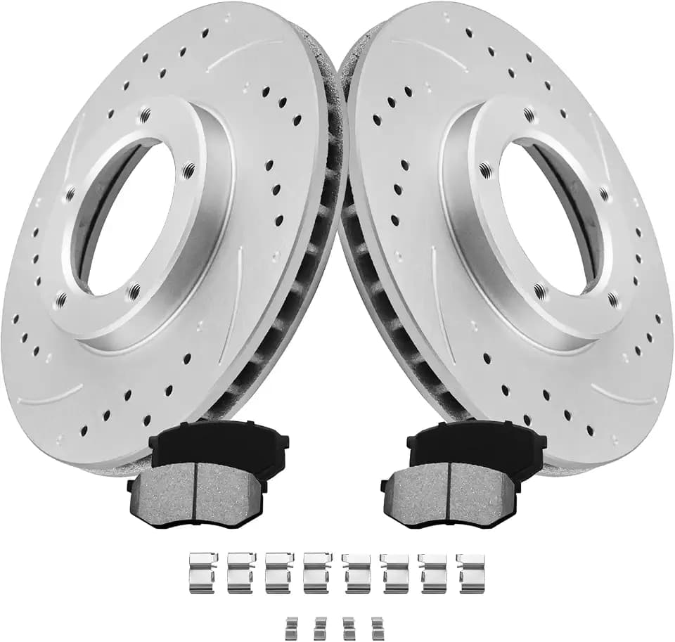 MOTOREVO Front Brake Rotors Kit for Tacoma [1995-2004 5 Lug Wheels RWD, Not for 6 Lugs] Anti-Rust Geomet Coated Brake Rotors [254mm 10in] Heavy-Duty Rotors for Rapid Heat Dissipation and Towing