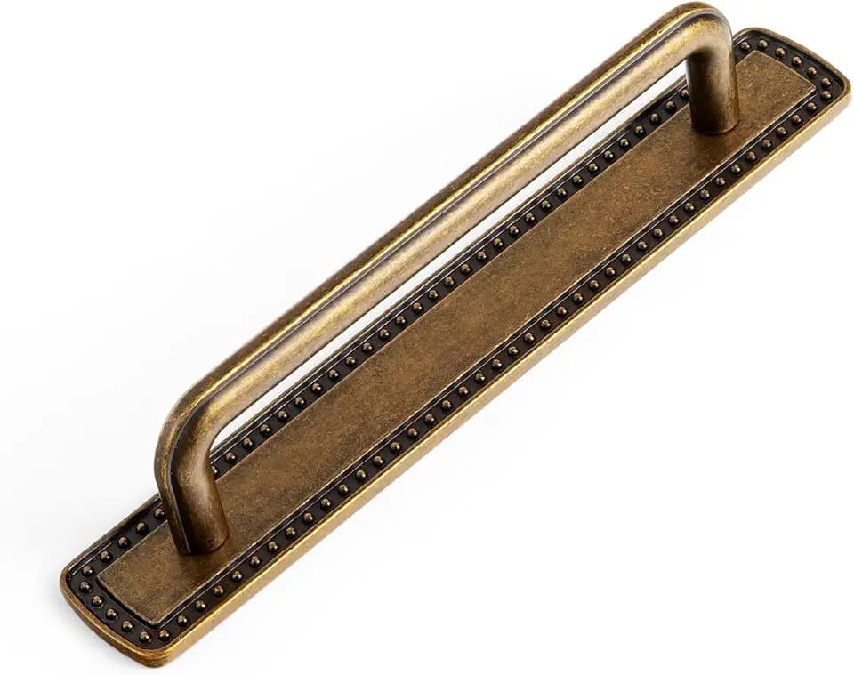 2 Pack Antique Brass 5" Hole Center Cabinet Pull with Backplate