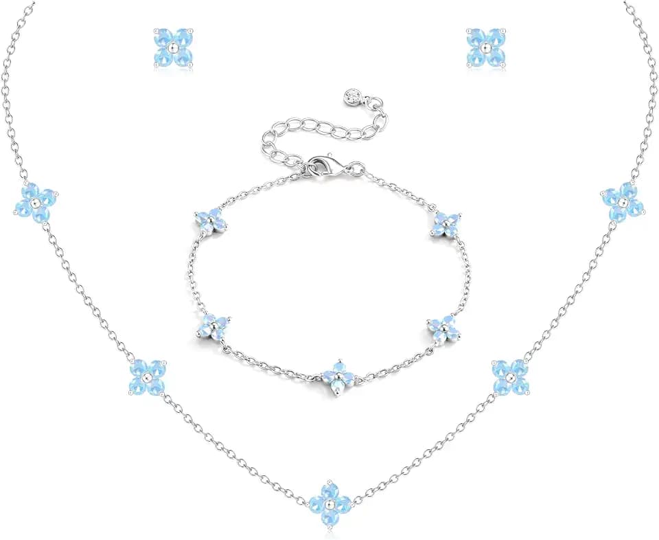 ORAZIO Dainty Silver Gold Jewelry Set for Women Gift for Wedding Bride Prom