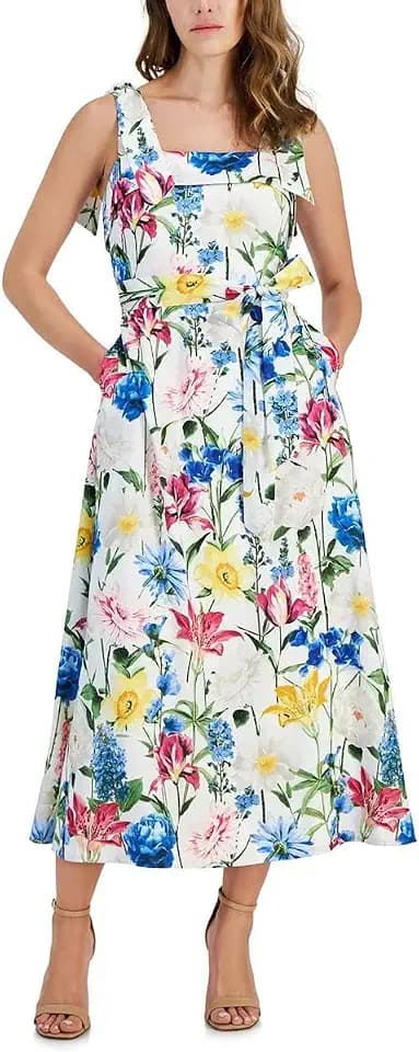 Anne Klein Women's Long a Line Dress with Tie Straps