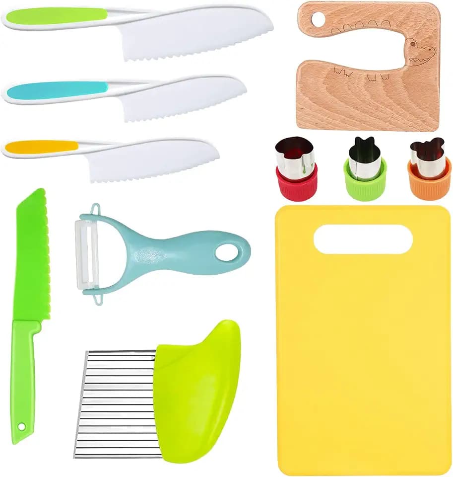 RISICULIS Kids Kitchen Knife, Montessori Kitchen Knife Set for Toddlers
