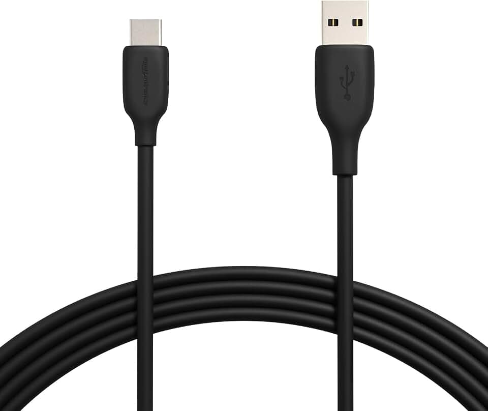 Amazon Basics USB-C to USB-A 2.0 Fast Charging Cable, 480Mbps Data Transfer Speed, USB-IF Certified, for Apple iPhone 16/15, iPad, Samsung Galaxy, Tablets, Laptops, 10 Foot, Black