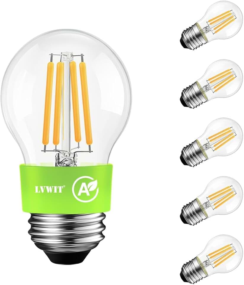 LVWIT 2.2W E27 Glühbirne 40w LED Warmweiss Energieklasse A, Filament Lampe G45, 2700K Warmweiß, 470 Lumen Lampe, ersatz 40W, Rustikalampe in Kolbenform Nicht Dimmbar (6er Pack)