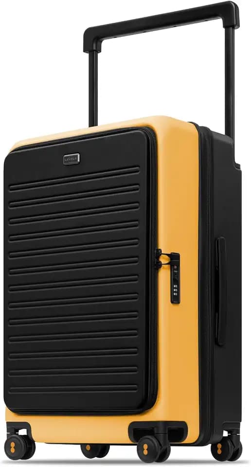 LEVEL8 Top Opening Luggage, 24” Wide Handle Expandable Suitcase Yellowblack