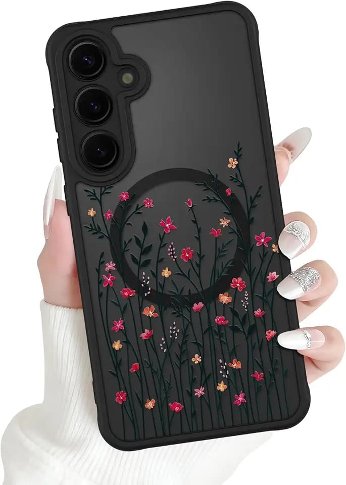 OOK Magnetic Case Fit for Samsung Galaxy S24 Plus, Cute Floral Flowers