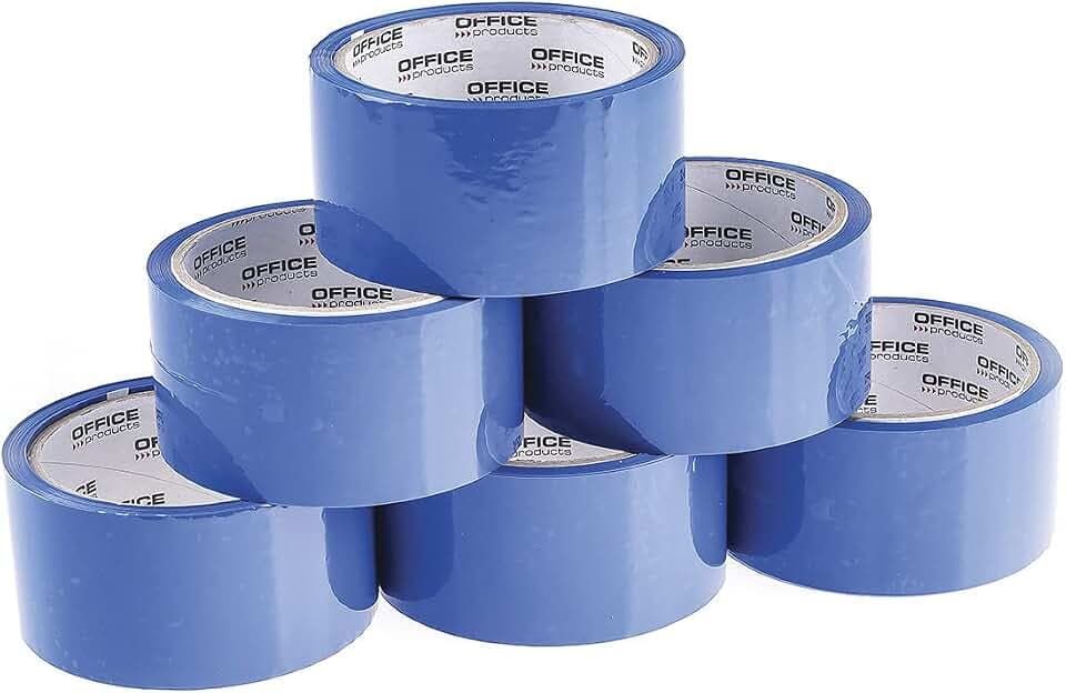 OFFICER PRODUCTS Verpackungsklebeband / 6 Rollen/ 48mm x 46m / Blau/Farbiges PP-Packband mit Acrylkleber/Verpackungsband Klebeband Paketklebeband