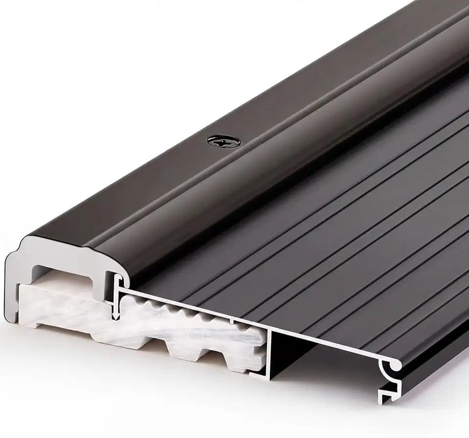 Blulu 36" Aluminum Exterior Door Threshold 5 5/8" Swing Threshold Black Heavy Duty Aluminum Door Sill Pan for Weatherproof & Easy Install for Residential/Commercial Use (1 Pcs)