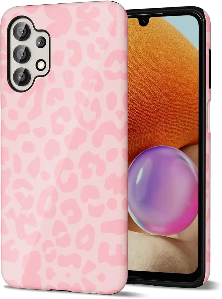 Svanove Cheetah Print Phone Case for Samsung Galaxy A32 5G Case Girly, Cute Leopard Case for Women, Luxury Trendy Retro Animal Print Design, Aesthetic Pattern Y2k Slim Hard Shell Plastic Cover, Pink