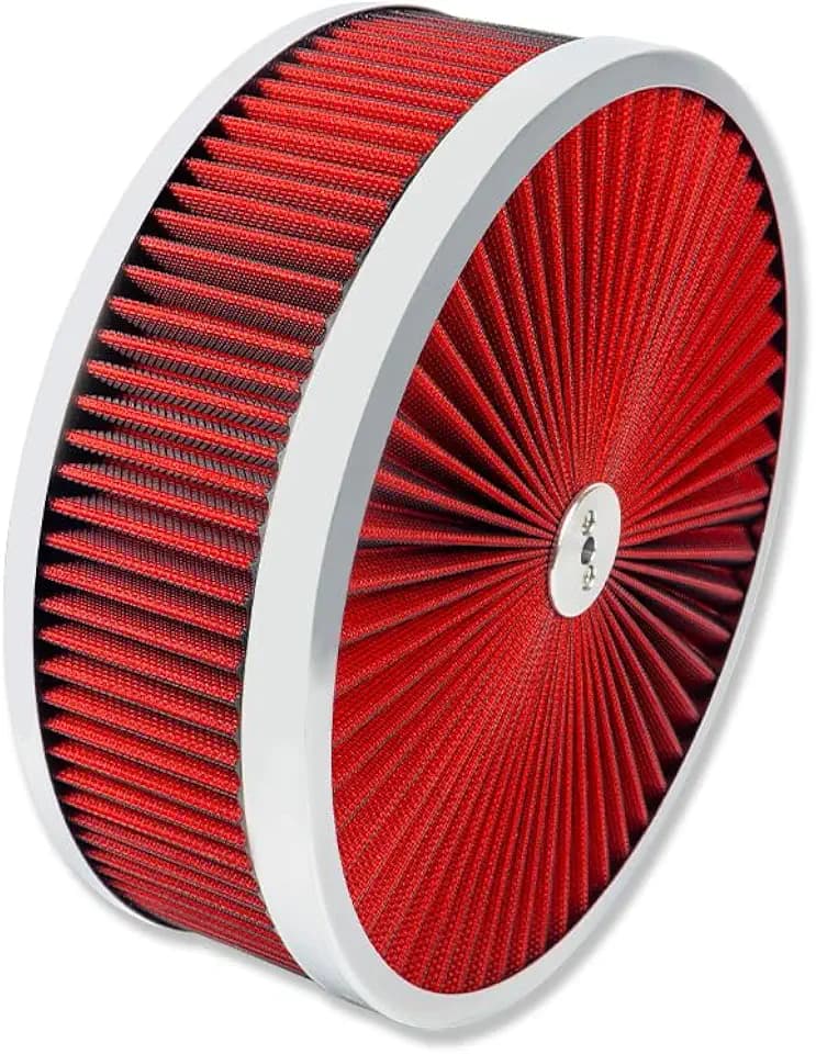 14" x 4" Round Air Cleaner with Red Washable Element & Chrome Trim