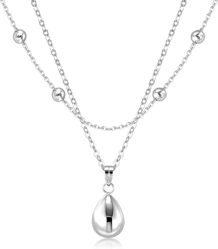 ALEXCRAFT 14K Vergoldete Halskette Doppel Layered Silber Ketten für Damen