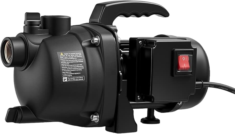 VEVOR Gartenpumpe 800 W, 230 V, Bewässerungspumpe Max. Fördermenge 3300 L/h, PP-Jetpumpe mit 44 m Förderhöhe, Überhitzungsschutz, Europäische Spannungsnormen, für Gartenbewässerung & -bewässerung