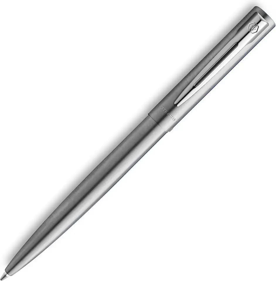 Waterman Allure Kugelschreiber | Edelstahl mit Edelstahl-Akzenten | Mittlere Spitze | Blaue Tinte